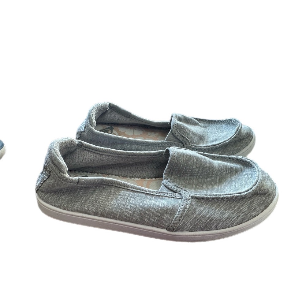 Roxy Slip On Shoes Gray White Pattern Women Size 6 Canvas Casual Comfort